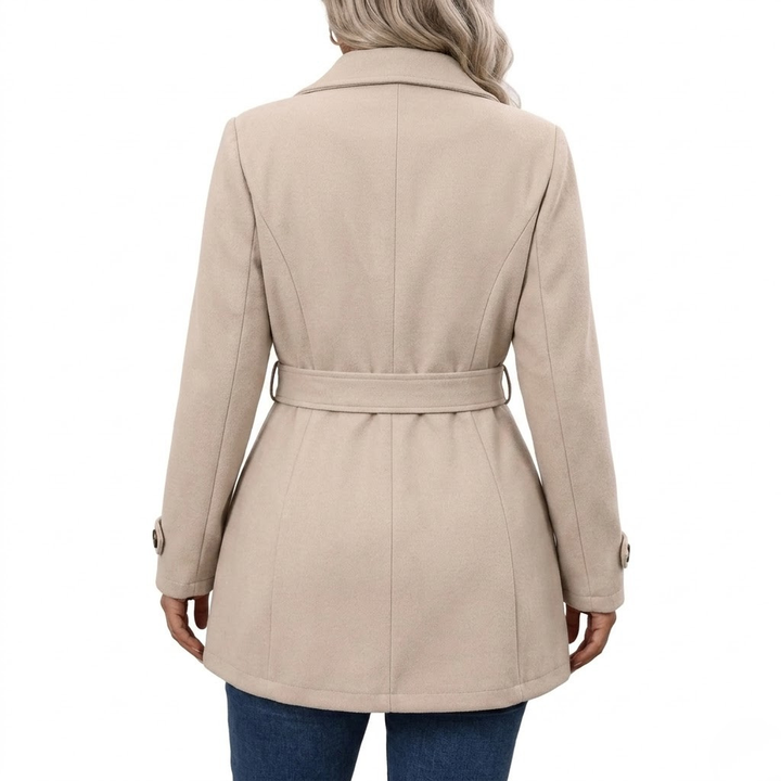 Women's Wool  Pea Coat Mid Length Slim Fit Trench Jacket