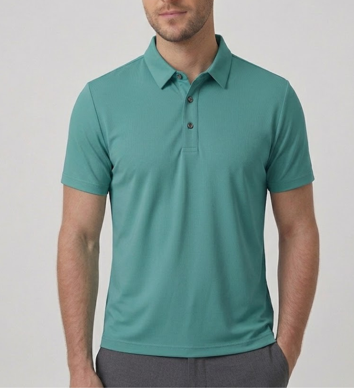 Men's Linen Blend Knit Polo Shirt Premium Short Sleeve Top