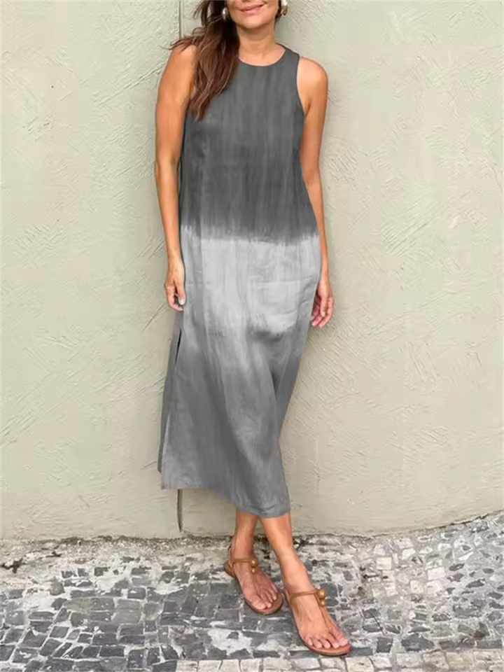 Women's Linen Sleeveless Ombre Maxi Dress