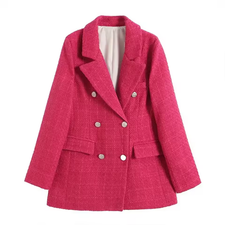 Women's Wool Mix Double Breasted Blazer Tailored Jacket