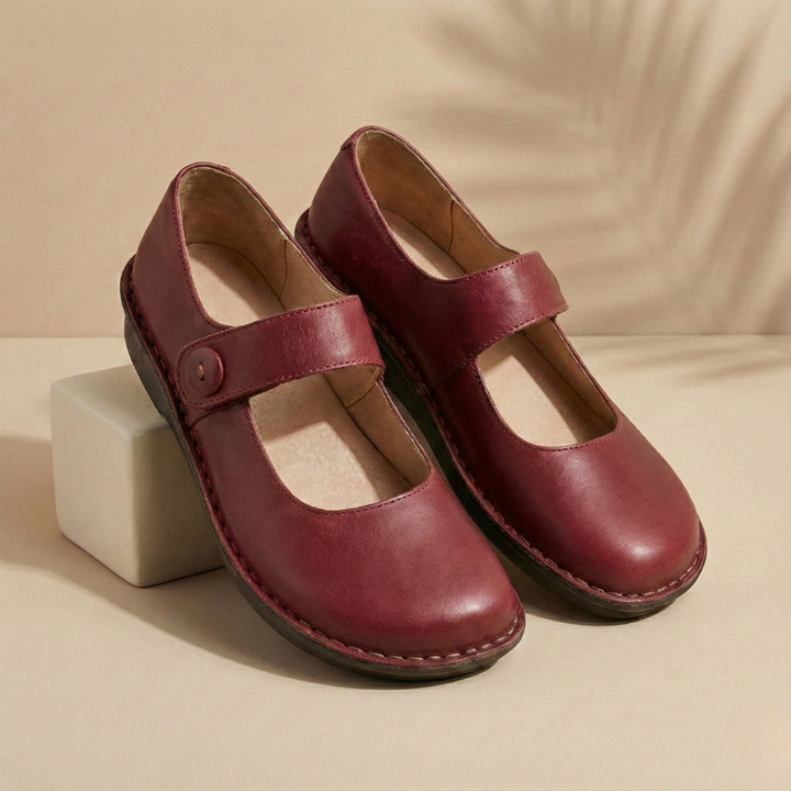 Women's Leather Mary Jane Comfort Flats