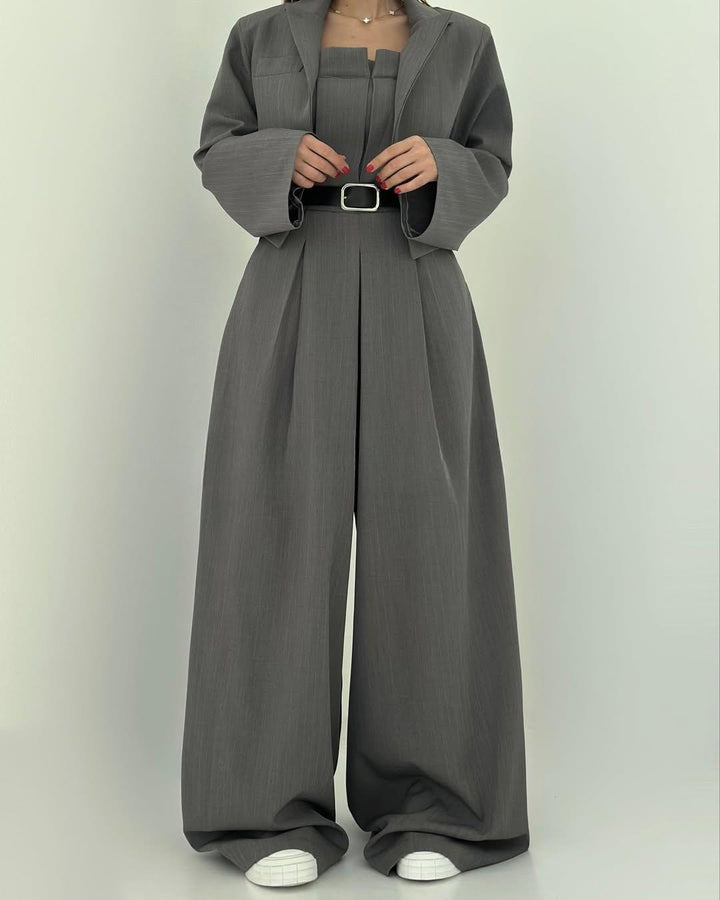 Women’s Knit Wide-Leg Jumpsuit & Blazer Set