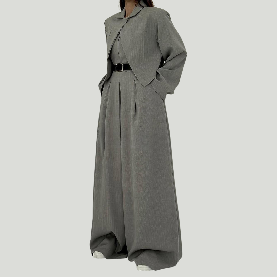 Women’s Knit Wide-Leg Jumpsuit & Blazer Set