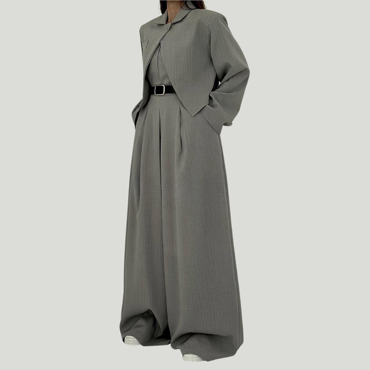 Women’s Knit Wide-Leg Jumpsuit & Blazer Set