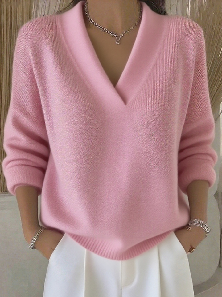 Women's V-Neck Long-Sleeve Knit Sweater
