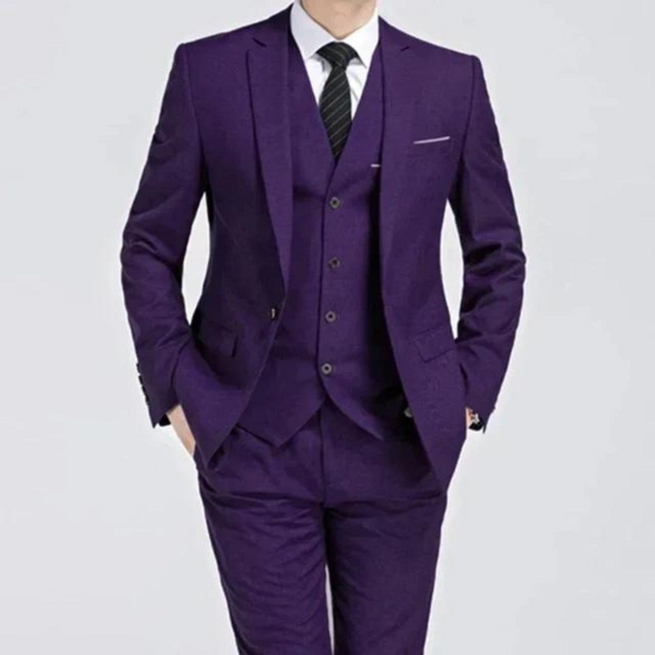 Men's Wool Mix 3 Piece Slim Fit Wedding Business Suit
