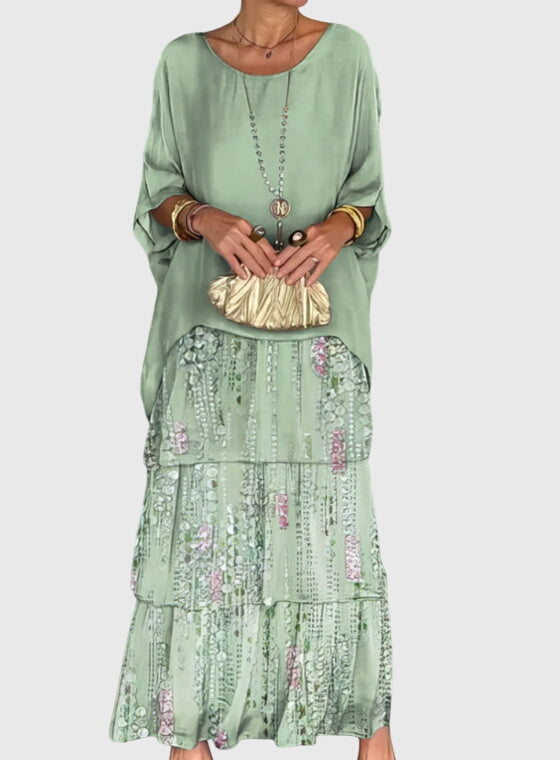 Women's Linen Look Flowing Elegant Maxi Dress Long Tiered Gown