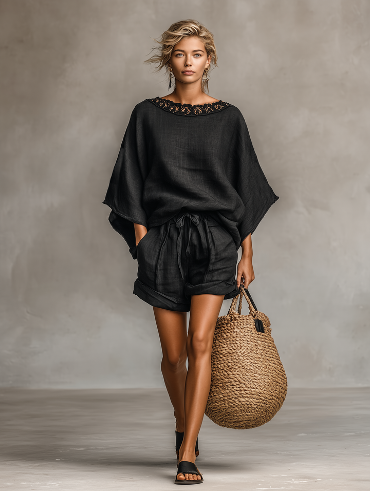 Women's Linen Lounge Set Shorts and Blouse Co-ord set