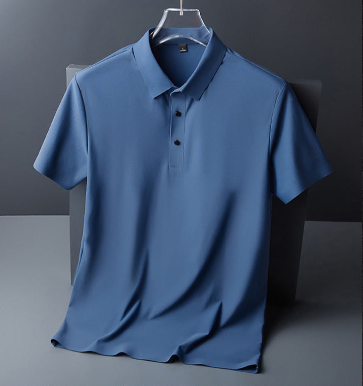 Men's Linen Blend Knit Polo Shirt Premium Short Sleeve Top