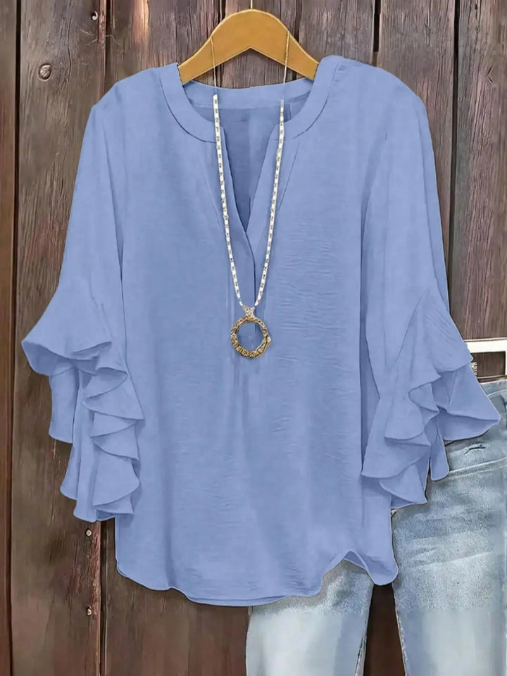 Women's Rayon Blend Short Sleeve V-Neck Casual Blouse