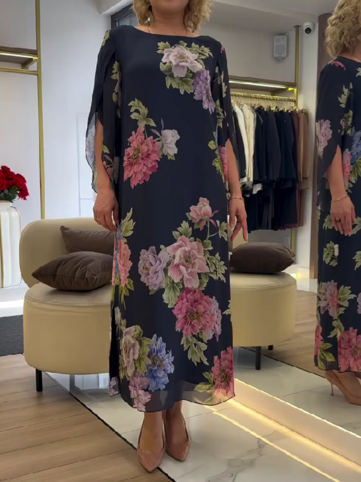 Women's Floral Loose Chiffon Maxi Dress