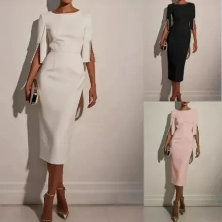 Women's Bodycon Elegant Formal Party Satin Pencil Midi Dress