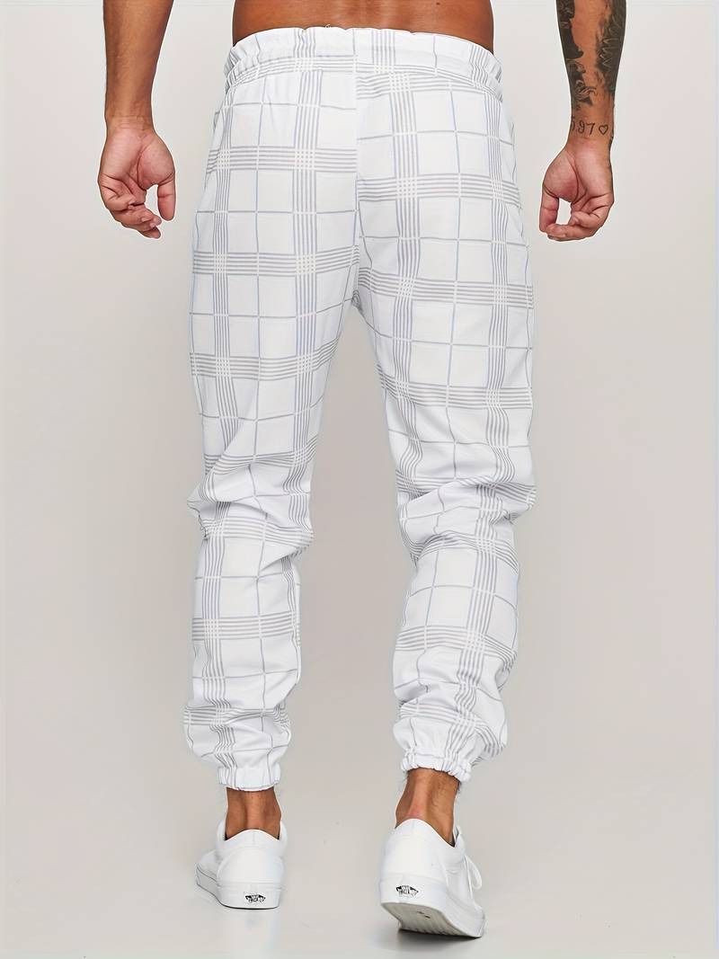 Men's Fleece Joggers Plaid Checkered Sweatpants