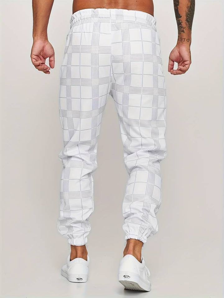 Men's Fleece Joggers Plaid Checkered Sweatpants