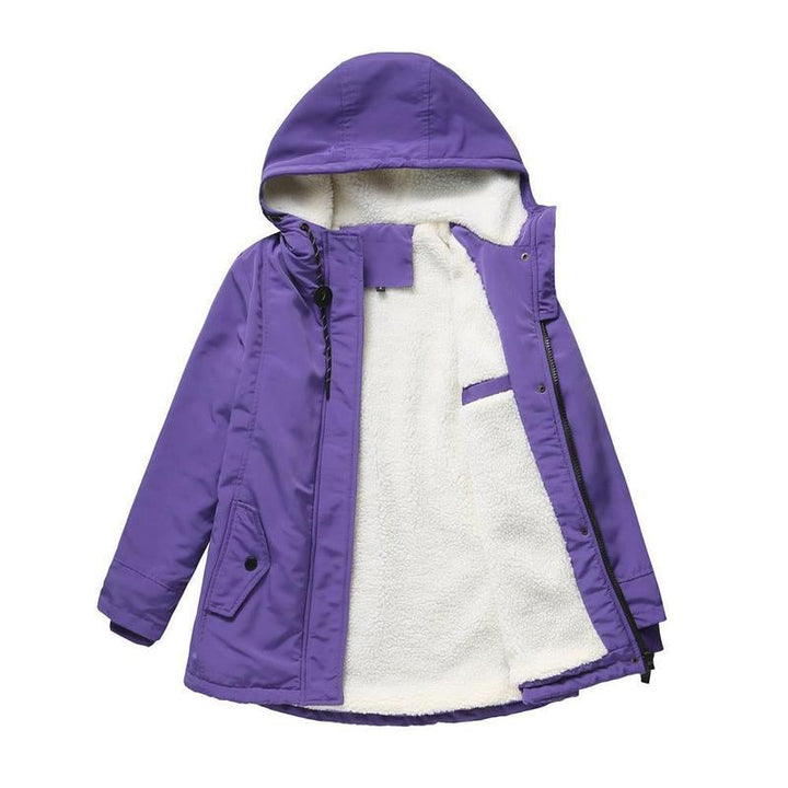 Women's Fleece Hooded Jacket Outdoor Waterproof Coat