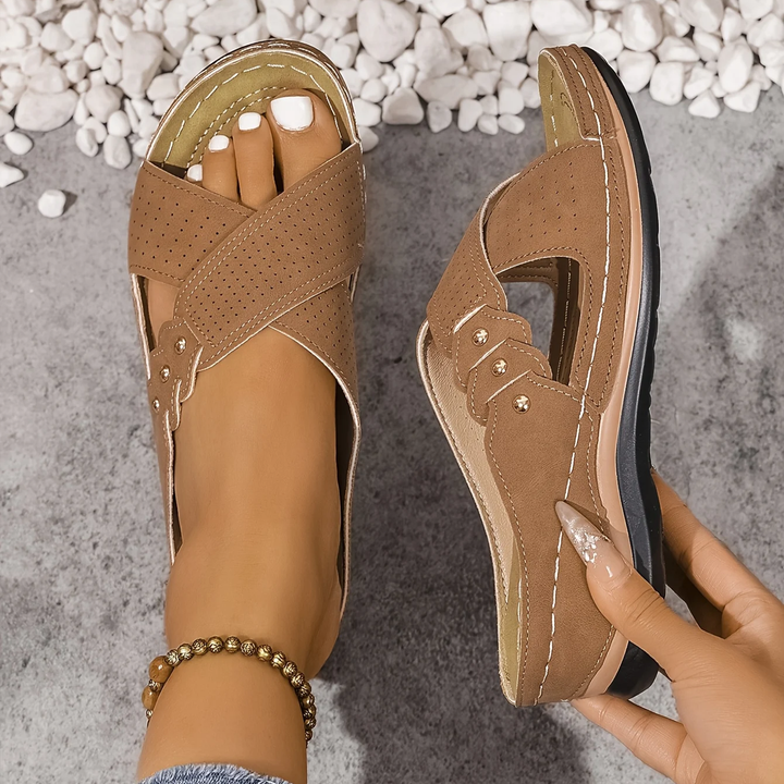 Women’s Leather Arch-Support Wedge Sandals