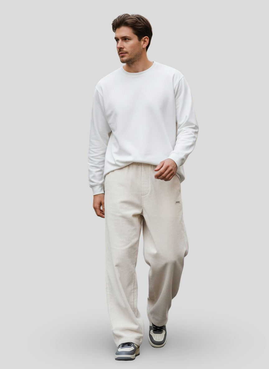 Men's Loose-Fit Wide-Leg Corduroy Pants