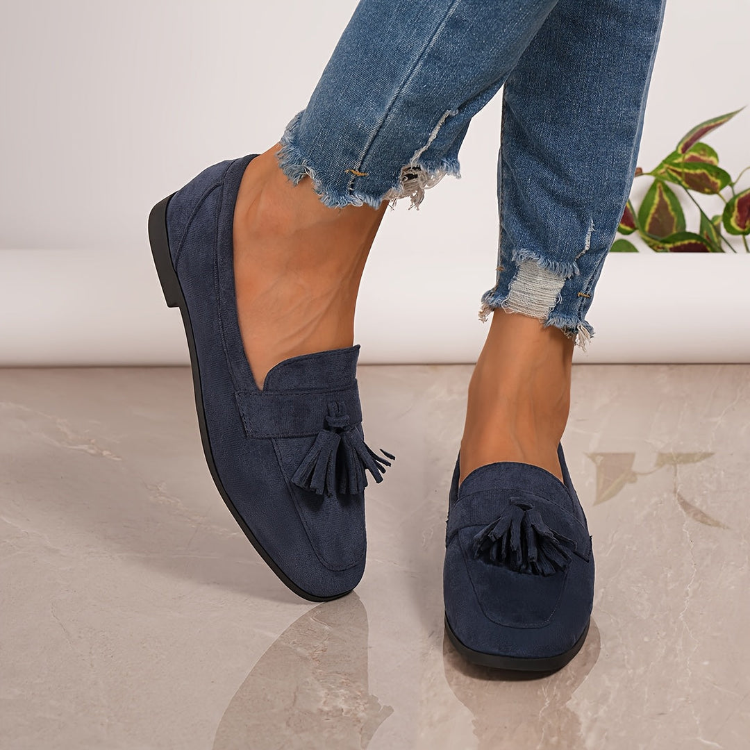Women's Suede Tassel Loafers Slip On Shoes