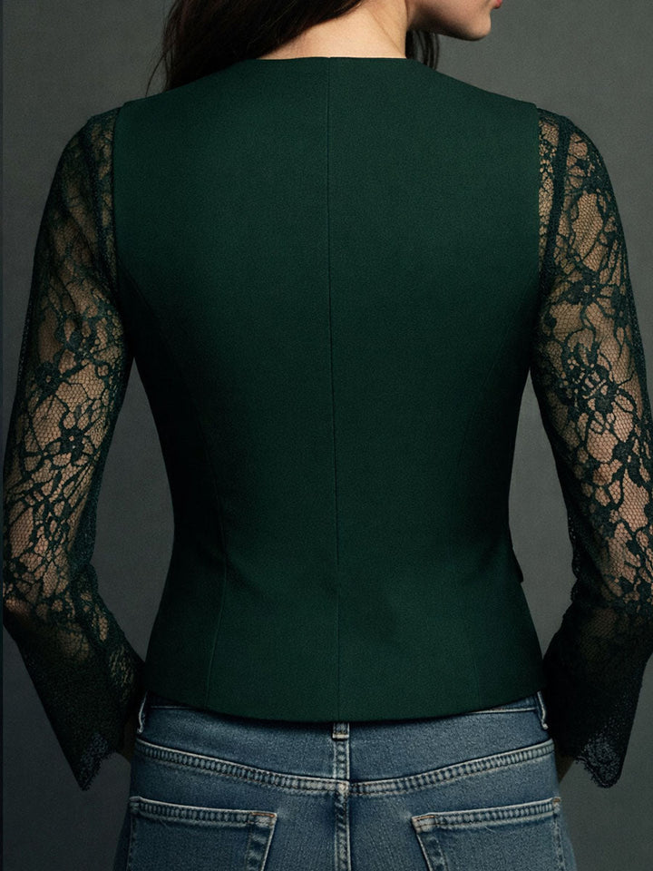 Women's Lace Knit Tailored Vest Blazer