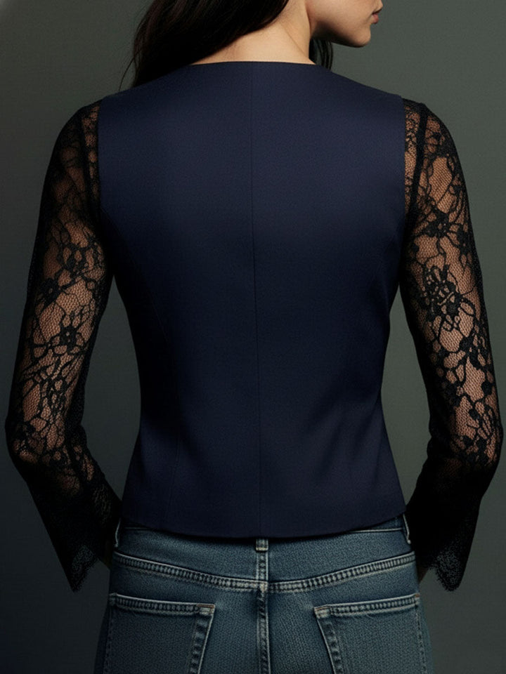 Women's Lace Knit Tailored Vest Blazer