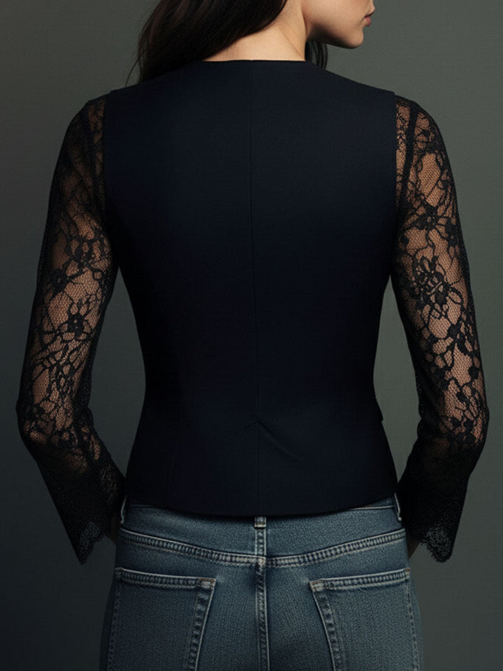 Women's Lace Knit Tailored Vest Blazer