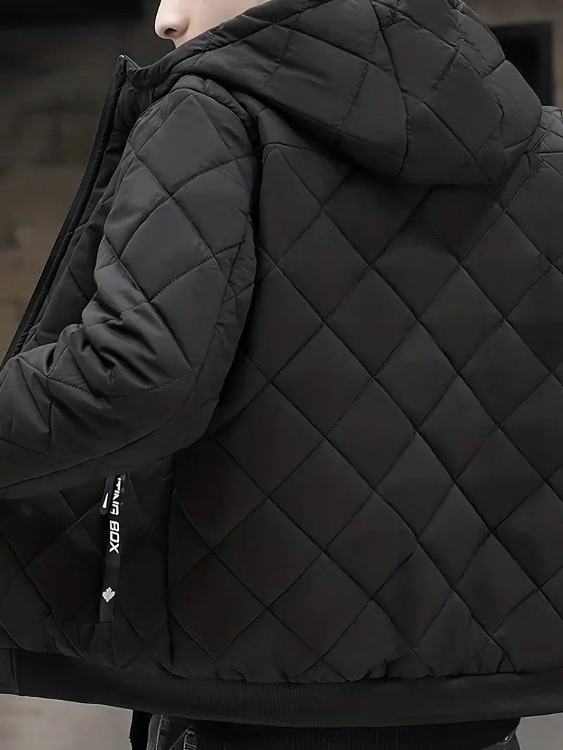 Men’s Fleece Hooded Quilted Puffer Jacket