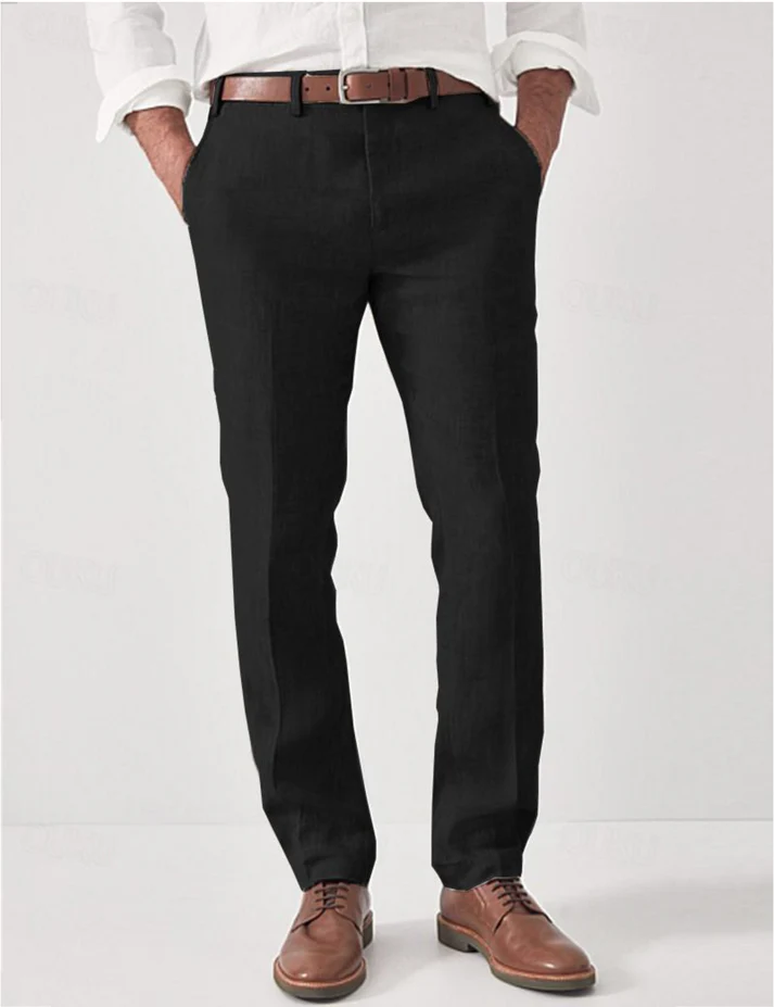 Men's Linen Trousers - Modern Fit Breathable Casual Pants