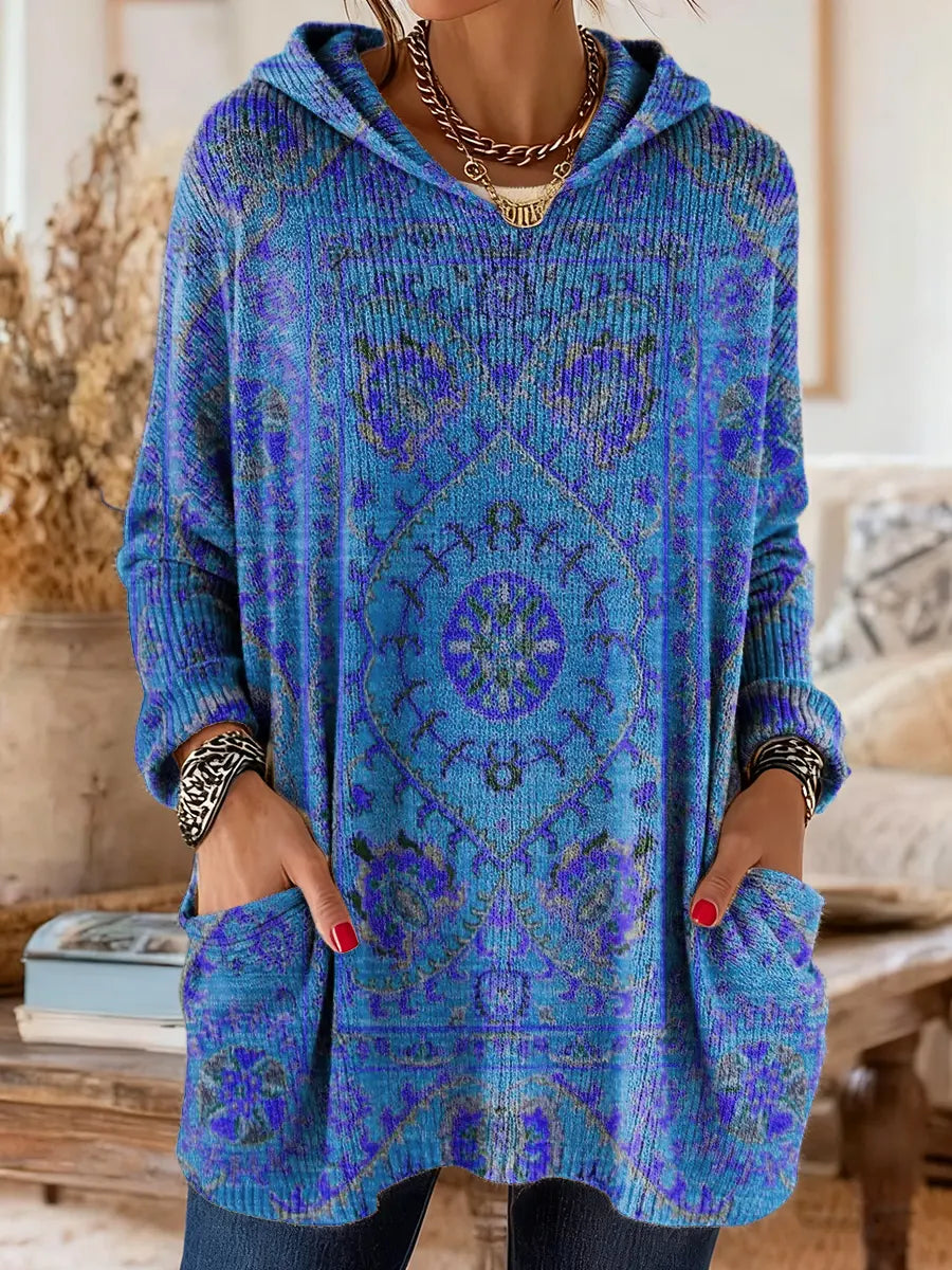 Women’s Fleece Hooded Jumper Knit Pullover Top