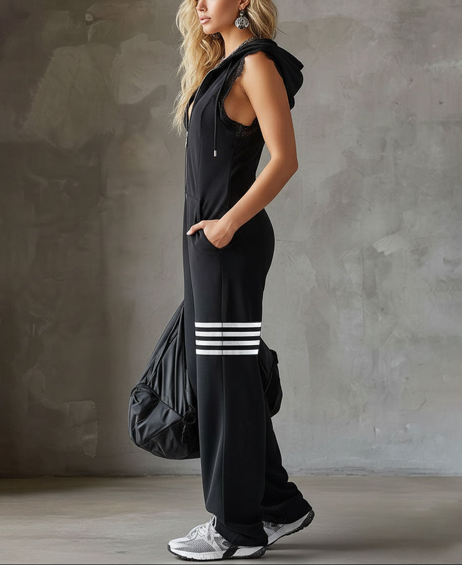 Women's Fleece Hooded Jumpsuit Tracksuit Loungewear
