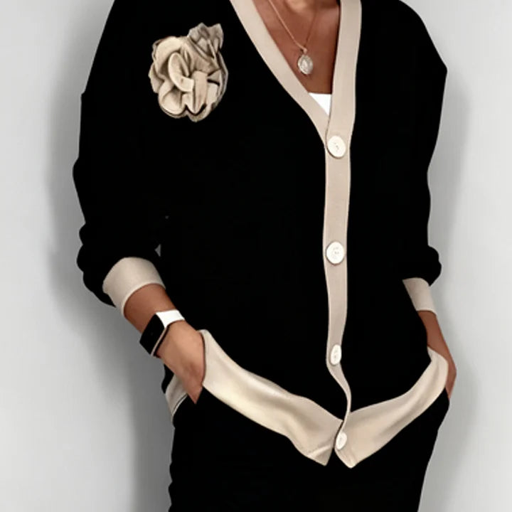 Women's Knit Button-Up Cardigan and Lounge Set