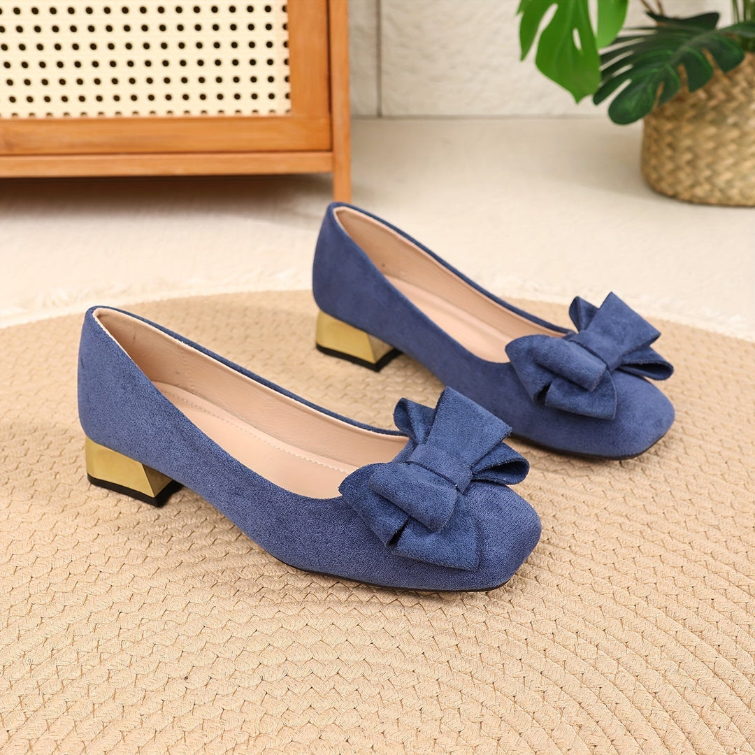 Women's Leather Low Block-Heel Pumps
