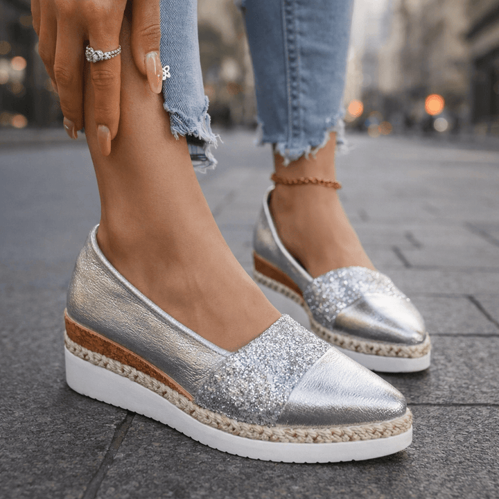 Women's Faux Leather Platform Wedge Loafers Slip On Shoes