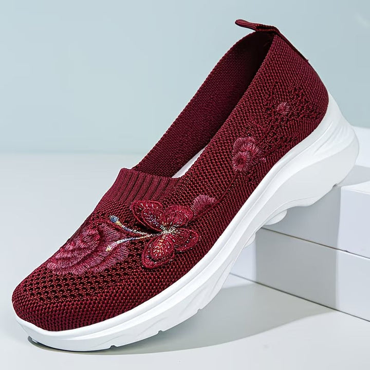 Women Knit Slip On Trainers Loafers Walking Shoes