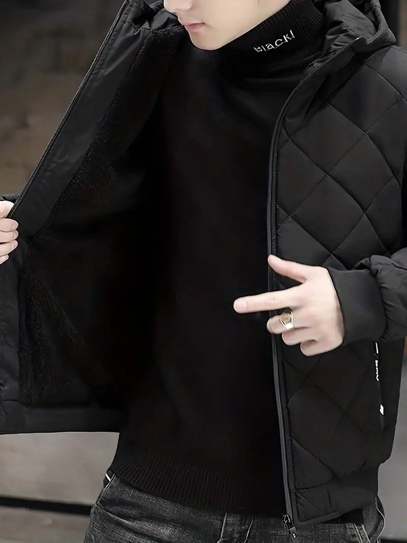 Men’s Fleece Hooded Quilted Puffer Jacket