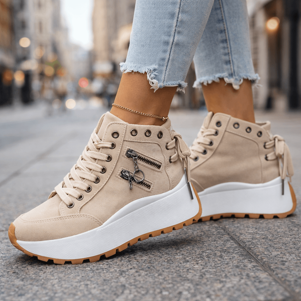 Women's Leather High-Top Platform Sneakers