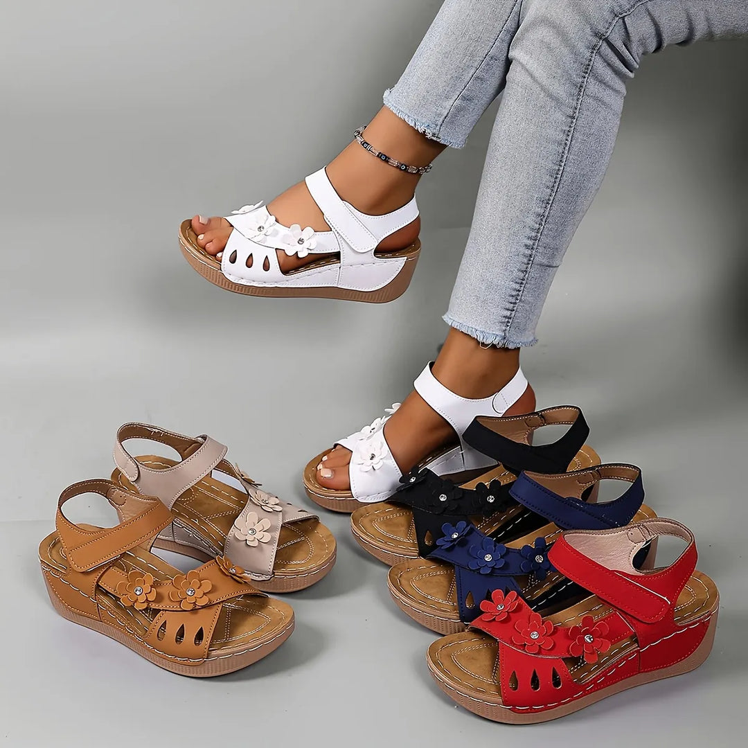 Women's Leather Platform Casual Comfort Wedge Sandals