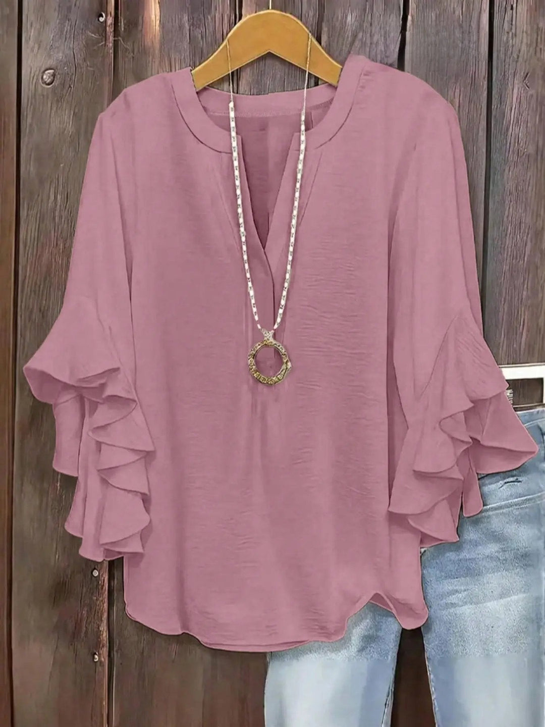 Women's Rayon Blend Short Sleeve V-Neck Casual Blouse