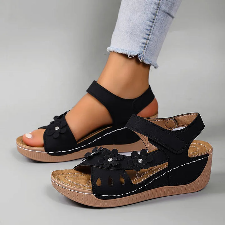 Women's Leather Platform Casual Comfort Wedge Sandals