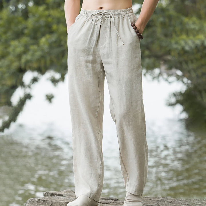 Men's Elastic Waist Knit Straight Leg Trousers