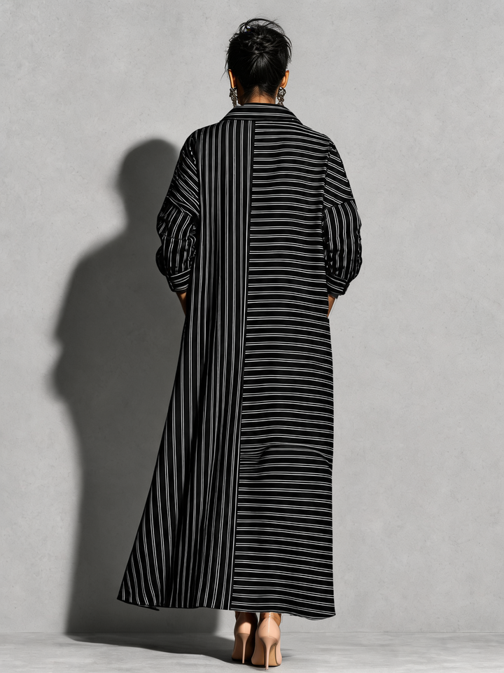 Women’s Striped Linen Maxi Shirt Dress