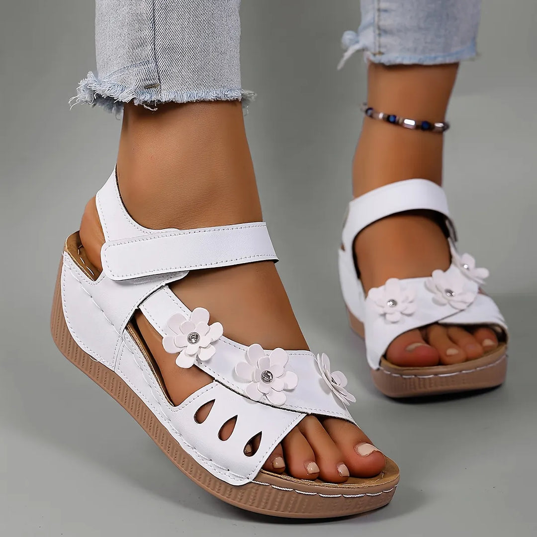Women's Leather Platform Casual Comfort Wedge Sandals