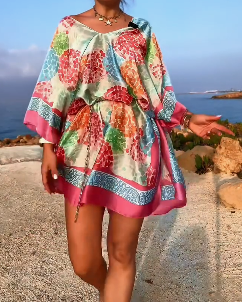Women's Silk Kaftan Dress Beach Cover Up Tunic