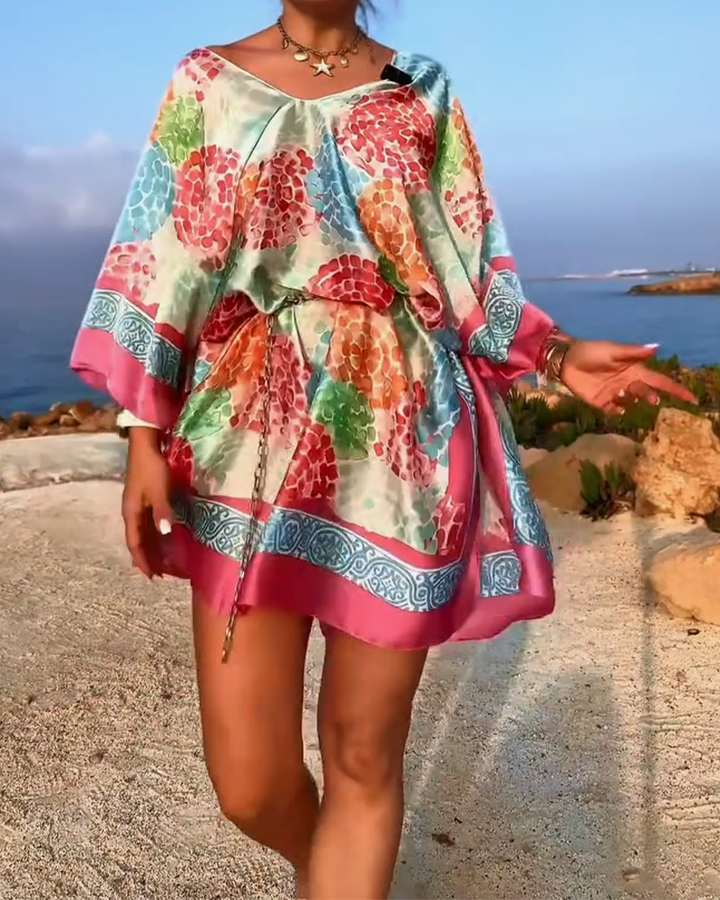 Women's Silk Kaftan Dress Beach Cover Up Tunic