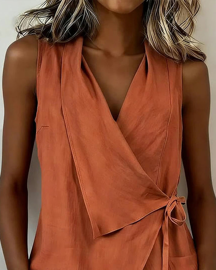Women's Linen Wrap Top Vest