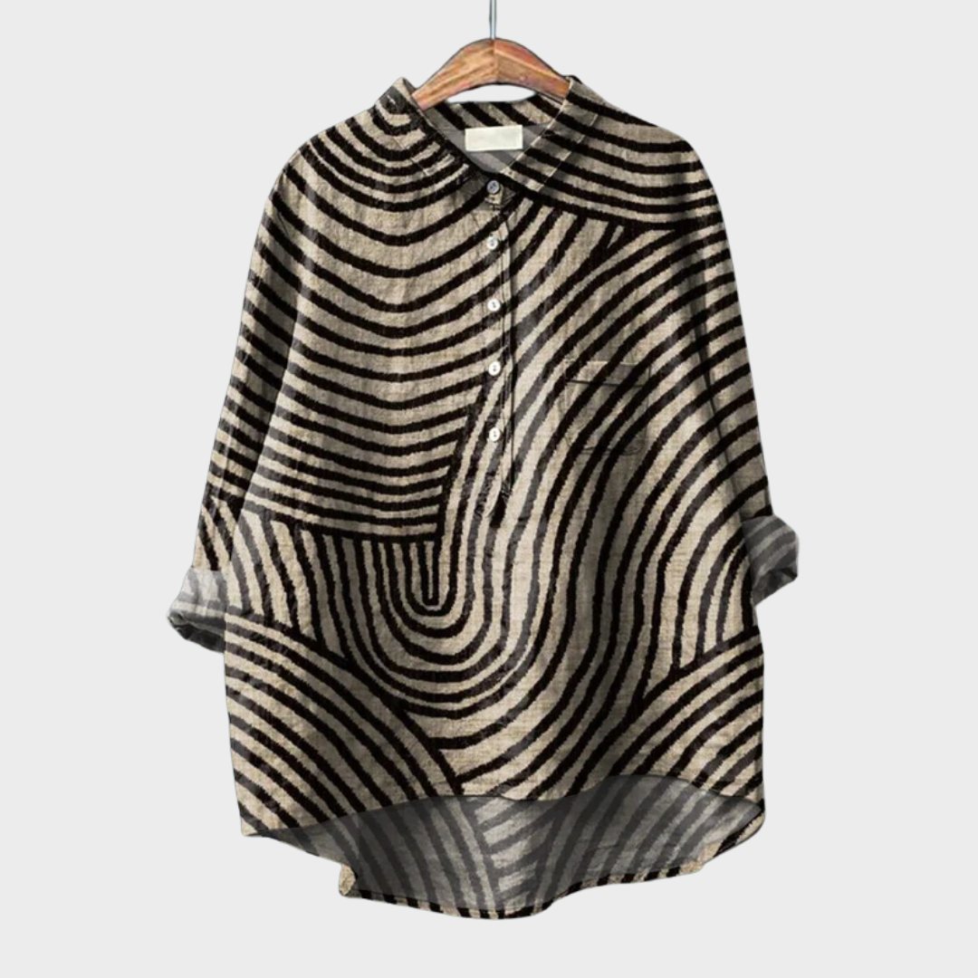 Women’s Striped Linen Long-Sleeve Blouse
