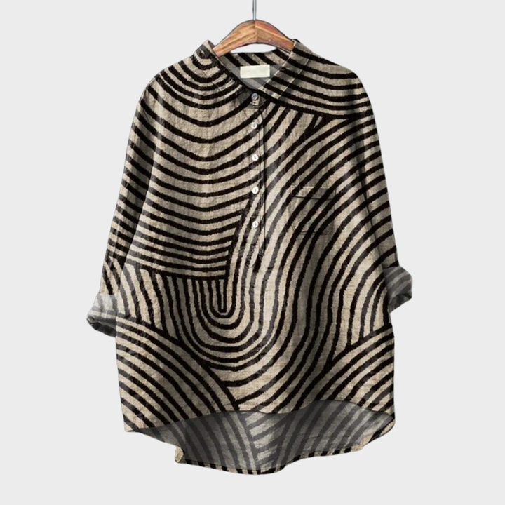 Women’s Striped Linen Long-Sleeve Blouse