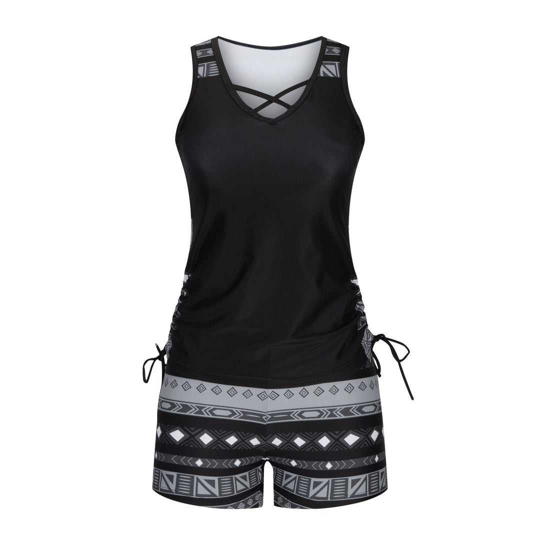 Women's Nylon Tankini Swimsuit Swimwear Set Tank Top with Board Shorts'