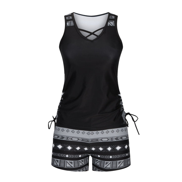 Women's Nylon Tankini Swimsuit Swimwear Set Tank Top with Board Shorts'