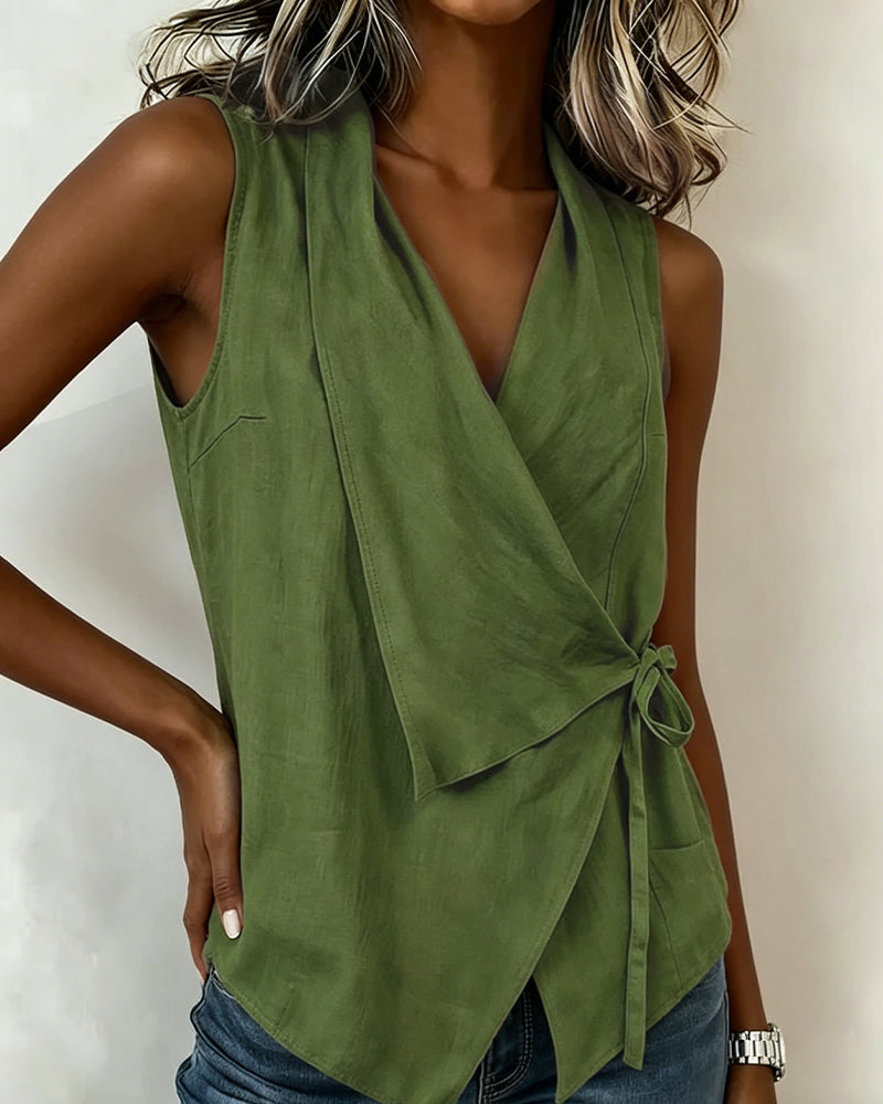 Women's Linen Wrap Top Vest