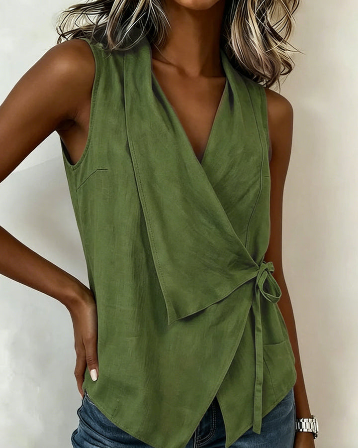 Women's Linen Wrap Top Vest